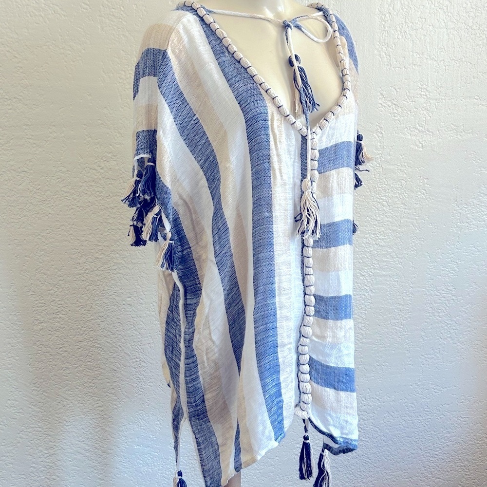 Gypsie Blu Pom Pom 100% rayon cover up top SZ SMALL NWT - Picture 4 of 14